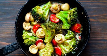 Vegetable mix and mushroom in authentic pan