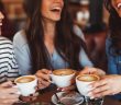 Three young women enjoying their coffee
